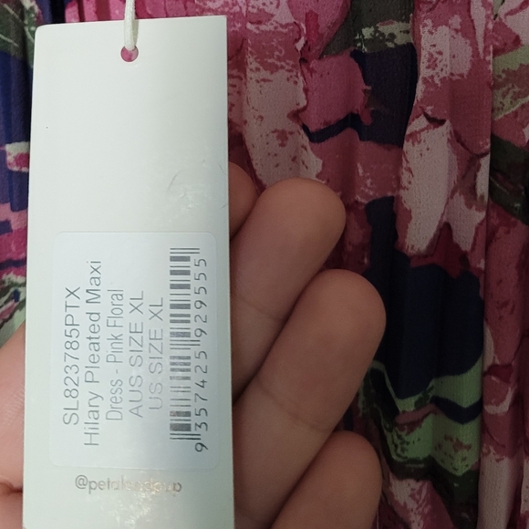 Petal & Pup Floral Pink Maxi Dress Pleated Cold Shoulder Balloon Sleeve NWT XL - Picture 4 of 7